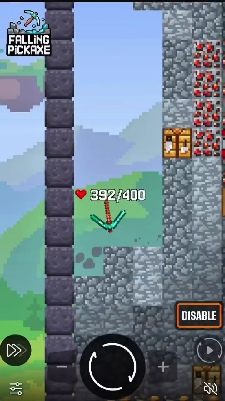 Алмазная кирка Falling Pickaxe со счётчиком 392 из 400